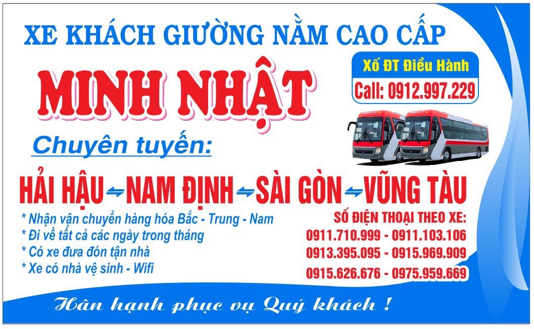 Xe Minh Nhật tuyến Nam Định - Vũng Tàu